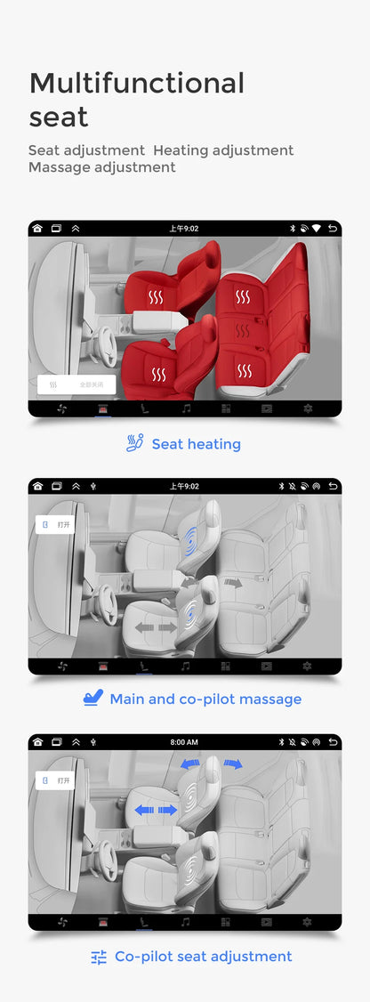 Mekede Sistema Multimediale di Intrattenimento Android da 8,66 Pollici 4GB 64GB con Controllo Touch per Tesla Model 3/Y, Regolazione Sedile, Controllo Climatizzatore, Supporto YouTube Netflix 4G LTE WiFi, Lettore Video Multim