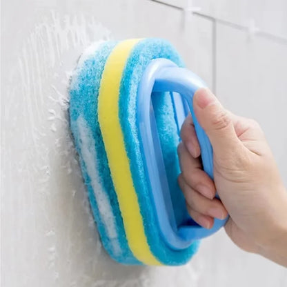 Spazzola per la pulizia della casa con manico, sapone per piatti, spugna abrasiva spessa per bagno, cucina e vasca da bagno, strumenti e accessori resistenti per la casa.