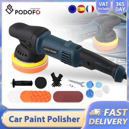Podofo, set da 24 pezzi, lucidatrice a disco orbitale con 6 velocità variabili, 980 W, 220 V, 550-3300 giri/min, ideale per la lucidatura, la ceratura e la pulizia di autoveicoli.