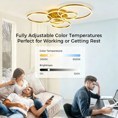 Lampadario a LED, Luci da Soffitto Moderne ad Anello in Acrilico, Illuminazione Intelligente per Hotel, Lobby, Soggiorno