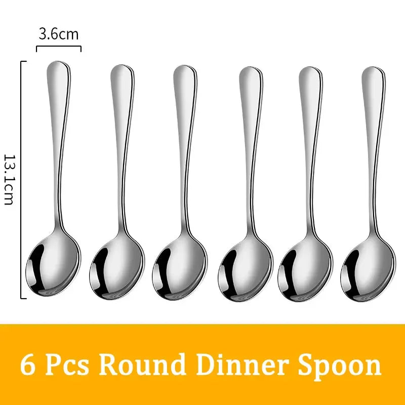 Set di posate da 24 pezzi in acciaio inossidabile, set di stoviglie, cucchiaio e forchetta, coltello, forchetta, cucchiaio da dessert, cucchiaio da tè