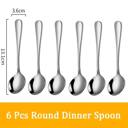 Set di posate da 24 pezzi in acciaio inossidabile, set di stoviglie, cucchiaio e forchetta, coltello, forchetta, cucchiaio da dessert, cucchiaio da tè