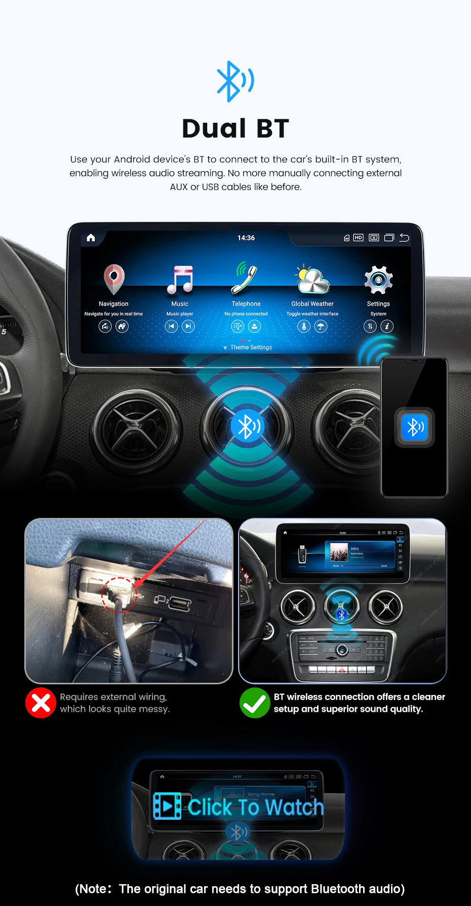MEKEDE 10.25/12.3” QLED Snapdragon 4G Wireless CarPlay Auto per Mercedes Benz Classe C W205 S205 2014-2018 Lettore multimediale per auto