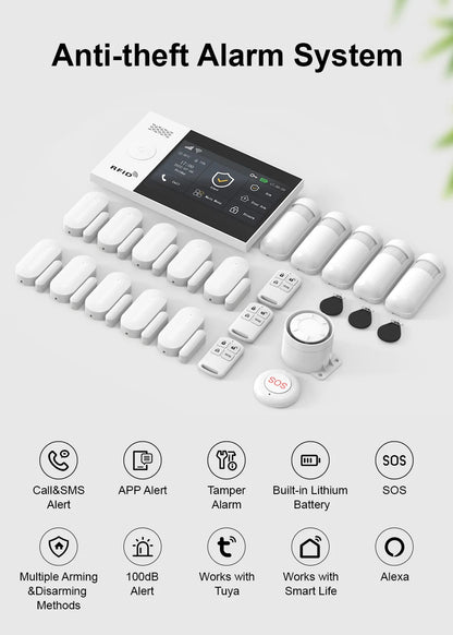 Allarme GSM WiFi compatibile con l'app Tuya Smart Life, rilevatore di intrusioni wireless per casa, garage, ufficio, negozio, protezione con avvisi in tempo reale.