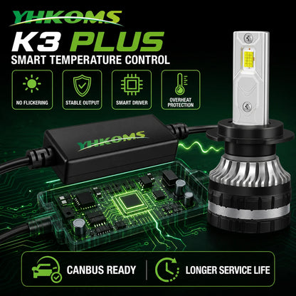 YHKOMS 300W 80000LM Faro Auto H4 H7 H1 LED H8 H9 H11 9005 9006 9012 4300K 5000K 6500K 8000K Luce Fendinebbia Auto 12V Lampadina LED