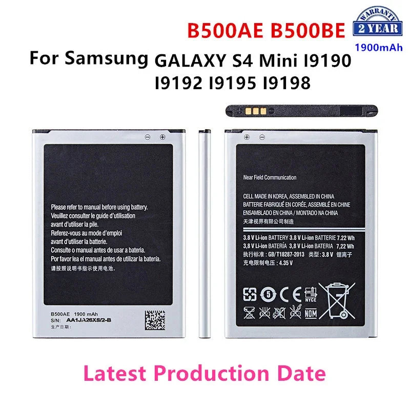 Nuovissima batteria B500AE B500BE 1900mAh per Samsung Galaxy S4 Mini i9192 i9195 i9190 i9198 J110 I435 I257 B500AE 3 Pin
