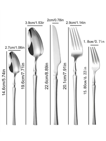 Set di posate in acciaio inossidabile da 30/40/60 pezzi, coltello, forchetta, cucchiaio da caffè, stoviglie, lavabili in lavastoviglie