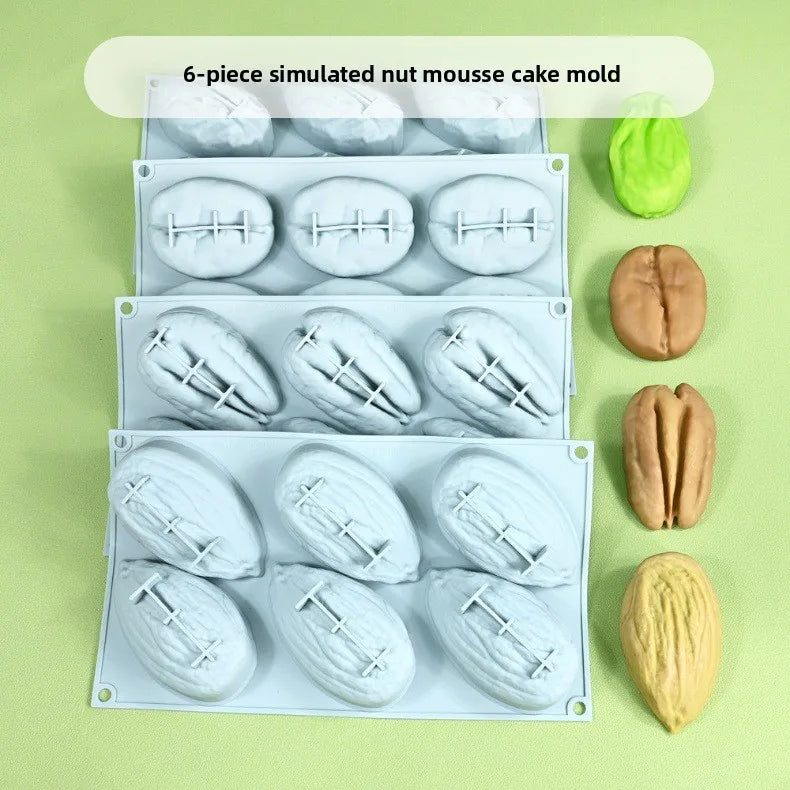 Stampo in Silicone Grande per Mousse di Mandorle/Pistacchi/Pecan/Chicchi di Caffè, Stampo Fai-da-Te per Cioccolato e Gelato, Utensili per Decorazione Torte