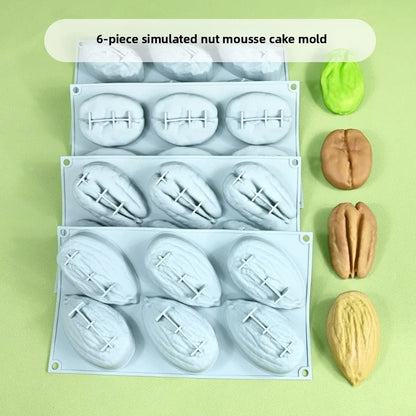 Stampo in Silicone Grande per Mousse di Mandorle/Pistacchi/Pecan/Chicchi di Caffè, Stampo Fai-da-Te per Cioccolato e Gelato, Utensili per Decorazione Torte