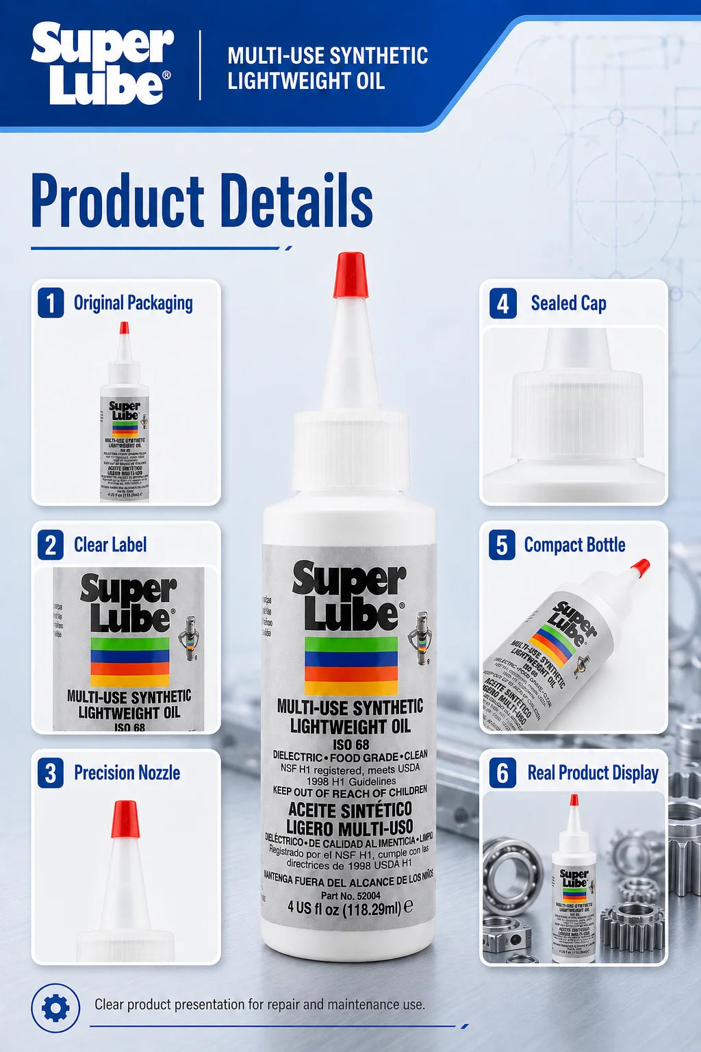 Super Lube 52004 Olio Sintetico Leggero ISO 68 Lubrificante Multiuso per Stampanti 3D, Cuscinetti e Guide