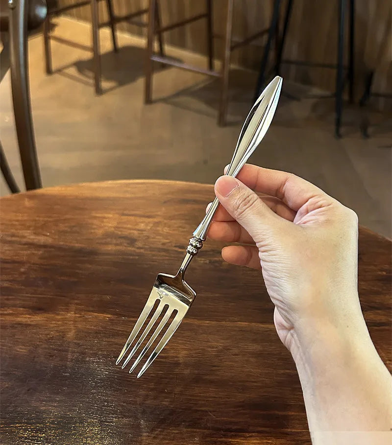Set di posate per bistecche in acciaio inossidabile 304 di alta qualità, 6 pezzi, coltello, forchetta e cucchiaio creativi e rinforzati, stoviglie per hotel e ristoranti