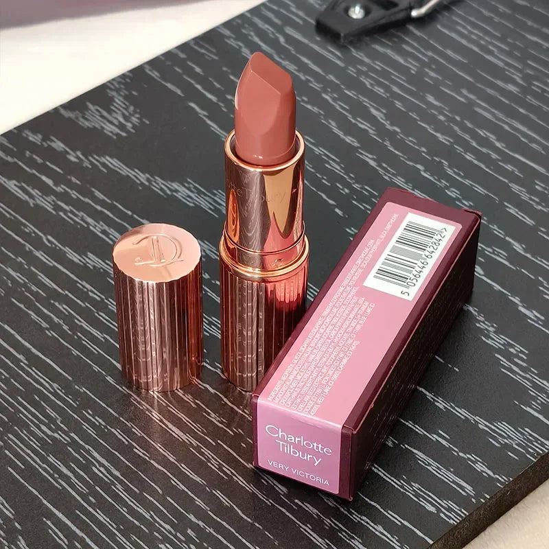 Charlotte Brand Blush in stick colorato, lucidalabbra idratante al collagene, rossetto in tubetto oro con diamante rosa, cosmetici Tilbury