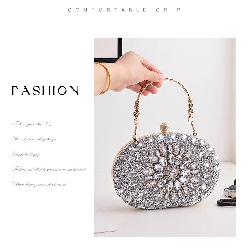 Diamond Crystal Women Make Up Cosmetic Evening Shoulder Messenger pochette borsa per telefono borsa dorata argentea rossa rosa nera