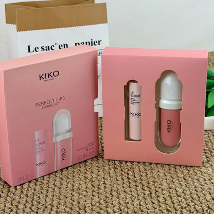 Set Duo per la Cura delle Labbra KIKO: Scrub Esfoliante e Lucidalabbra Volumizzante in Crema, Idratante, Riduce le Rughe Sottili delle Labbra, Labbra Secche e Screpolate, Confezione Regalo