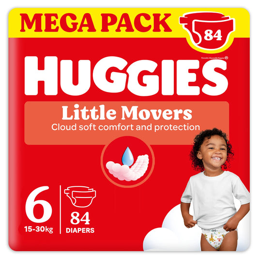 Huggies Little Movers, Pannolini Taglia 6 (15-30 Kg) Pacco Mega, 84 Pz