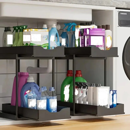 Nuovo Organizzatore Sottolavello a 2 Livelli, Ripiano Scorrevole Estraibile, Scaffale Multifunzione per Cucina e Bagno, Organizzatore Salvaspazio per Armadietti