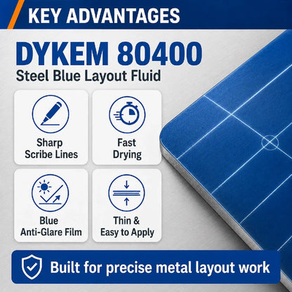 DYKEM 80400 Inchiostro Blu Acciaio per Marcatura Metalli 8oz 236ml, a Rapida Asciugatura, per Macchinisti e Lavorazioni CNC