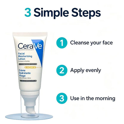 CeraVe Lozione AM SPF50 52ml, Cura Idratante a Lunga Durata per Pelle Normale e Secca