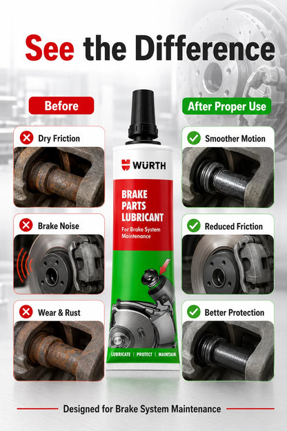 Lubrificante per Freni Wurth 10g, Grasso Resistente al Calore per Pinze Freno, Perni Guida, Pistoni, Uso Automobilistico