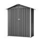 Casetta da Giardino in Metallo 5x2.6FT, Mini Capanno Multiuso per Esterni con Base e Porta Chiudibile a Chiave per Attrezzi, Cuccia per Animali, Bidone della Spazzatura, Cortile