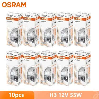 OSRAM H1 H4 H3 H7 HB2 9003 CLASSIC Auto Faro Alogeno Lampade Standard 3200K Luce Bianca Originale 12V 55W Lampadine ECE (10 PZ)