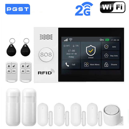 Sistema di allarme domestico wireless PGST, compatibile con Tuya, 4G/2G GSM WiFi, 433MHz, controllo da app, funziona con Alexa