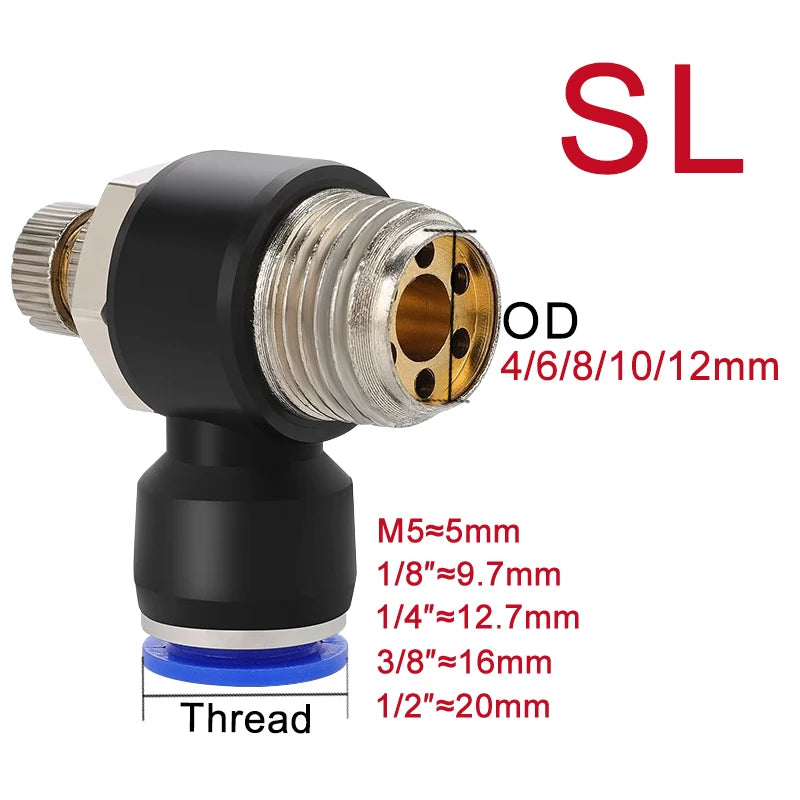 Connettori Pneumatici PC/PCF/SL/PB/PL 4mm 6mm 8mm 10mm 12mm Filettatura M5 3/4' 1 2 Vie Raccordi per Tubi Connettori Rapidi