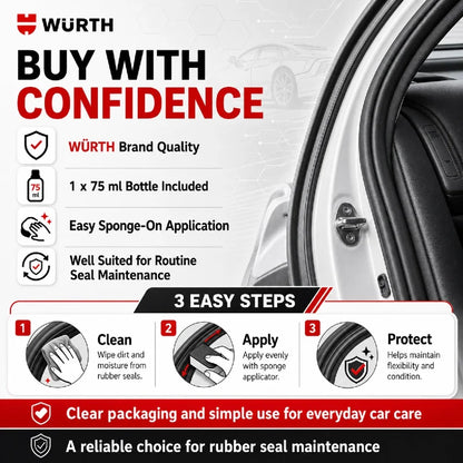 WURTH Rubber Fit Sigillante Protettivo per Guarnizioni in Gomma 75ml, Cura Guarnizioni Portiere Auto, Senza Silicone, Anti-Gelo, Condizionatore per Guarnizioni