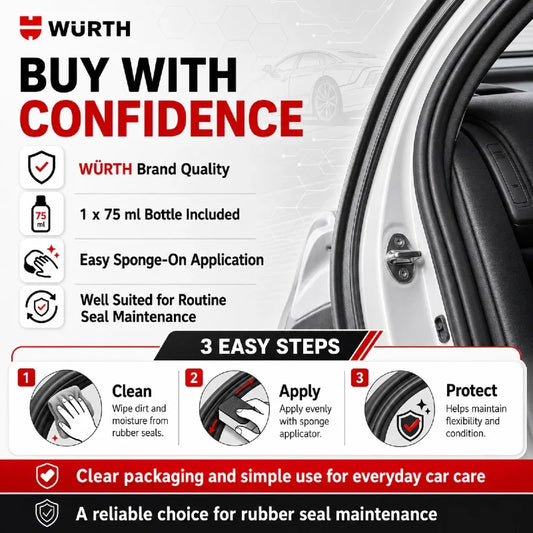 WURTH Rubber Fit Sigillante Protettivo per Guarnizioni in Gomma 75ml, Cura Guarnizioni Portiere Auto, Senza Silicone, Anti-Gelo, Condizionatore per Guarnizioni