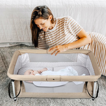Culla da viaggio pieghevole, ideale per il sonno coniugale, per bambini, portatile, con recinto, adatta a neonati e bambini fino a 35 kg, con lati ventilati, rimovibile e lavabile, resistente all'usura, dimensioni 90*70*50 cm