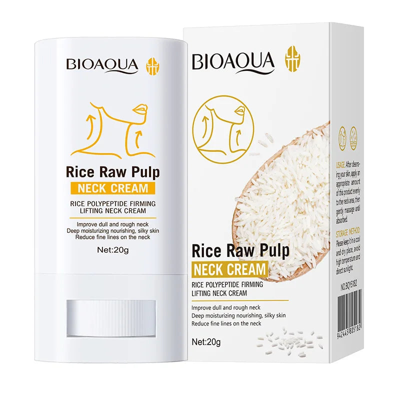 BIOAQUA Crema Collo al Riso Puro con Polipeptidi di Riso Rassodante, Lifting e Idratante, Migliora la Pelle Opaca e Ruvida, Riduce le Linee Sottili, Cura del Collo