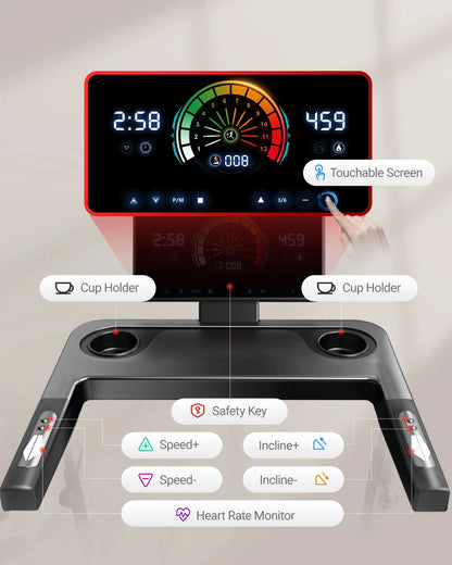 Tapis roulant pieghevole LONTEK L10 con inclinazione automatica del 20% e sensori di pulsazioni, 14 km/h. Questo tapis roulant compatto e pieghevole presenta un'inclinazione automatica del 20%, un motore silenzioso da 3,5 HP