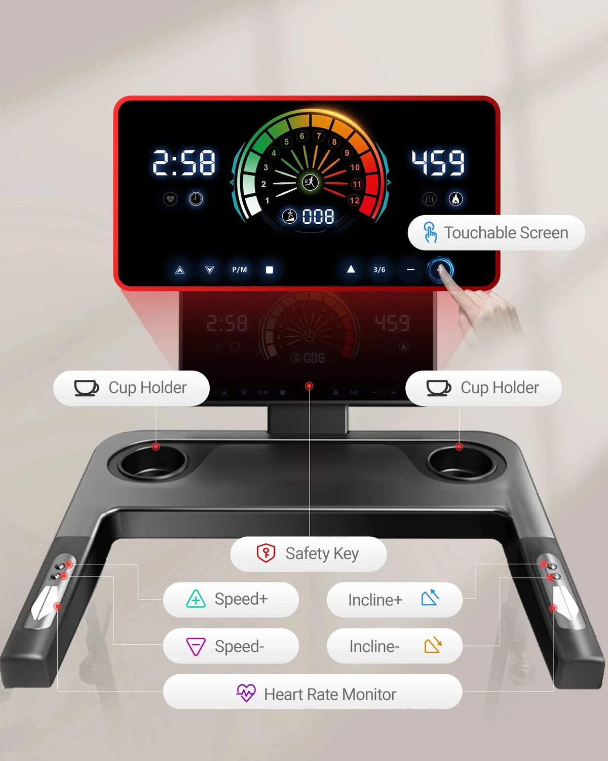 Tapis roulant pieghevole LONTEK L10 con inclinazione automatica del 20% e sensori di pulsazioni, 14 km/h. Questo tapis roulant compatto e pieghevole presenta un'inclinazione automatica del 20%, un motore silenzioso da 3,5 HP