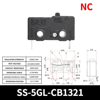 10/50/100PCS SS-5Gl NO/NC/Microinterruttore subminiaturizzato di commutazione, microinterruttore di finecorsa a 3 terminali precablato a 2 terminali