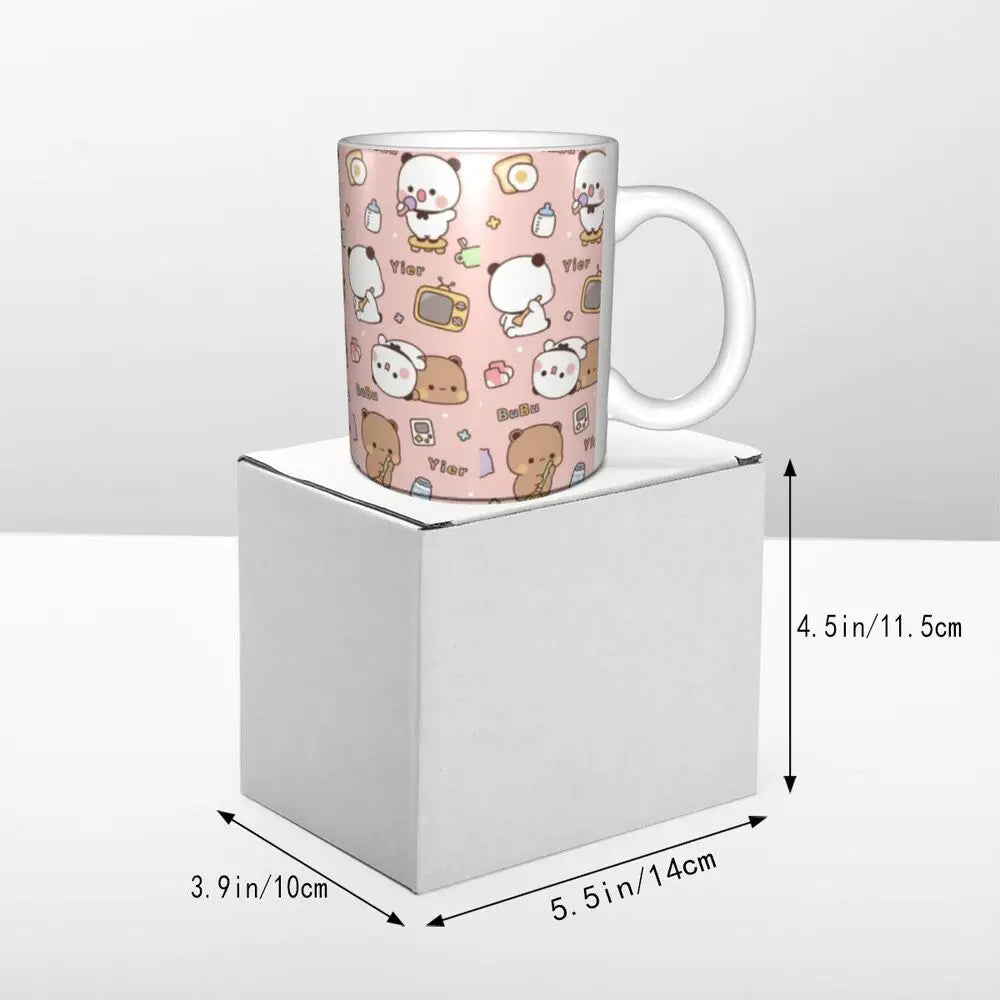 Tazze personalizzate per coppia Bubu Dudu Panda e Brownie Bear Tazza da caffè per tè al latte in ceramica fai-da-te
