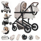 Lussuoso passeggino da viaggio portatile 3 in 1 Carrello pieghevole in alluminio ad alto paesaggio Carrozzina a quattro ruote per neonato