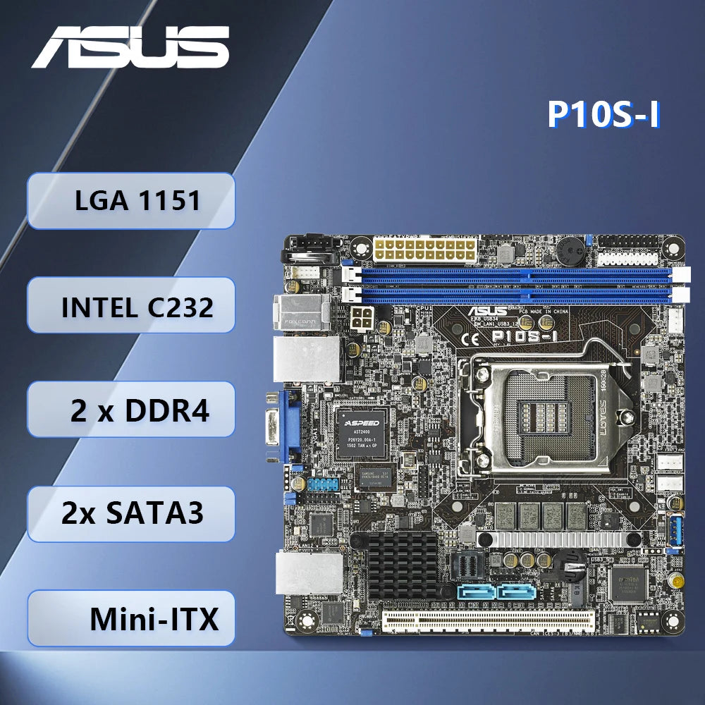 Scheda Madre Server Mini ITX ASUS P10S-I LGA 1151 Intel C232 2×DDR4 supporta CPU i3-6100 i3-6300 E3-1235 v5 PCIe 3.0