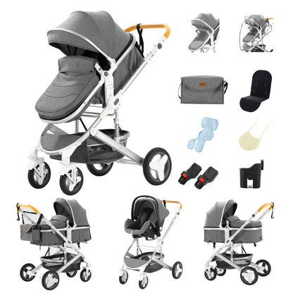 Passeggino 3 in 1 Passeggino multifunzionale Facile da viaggio pieghevole Seggiolino di sicurezza per carrozzina portatile Standard UE Spedizione gratuita