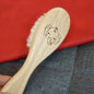 Spazzola per Capelli Neonato con Panda Inciso, in Lana Naturale e Legno, con Cuscino d'Aria, Regalo per Neonato