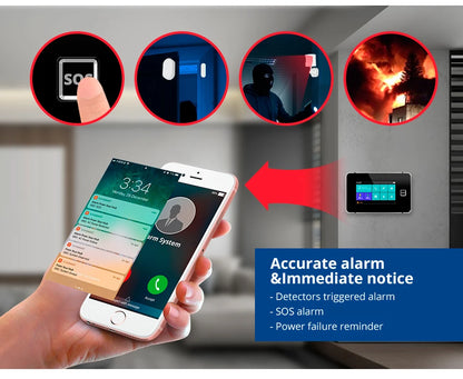 KERUI 2G WIFI GSM Sistema di Allarme Domestico Set Touch Screen da 4.3 pollici Sistema di Allarme di Sicurezza Tuya Smart App Alexa per la Casa Antifurto