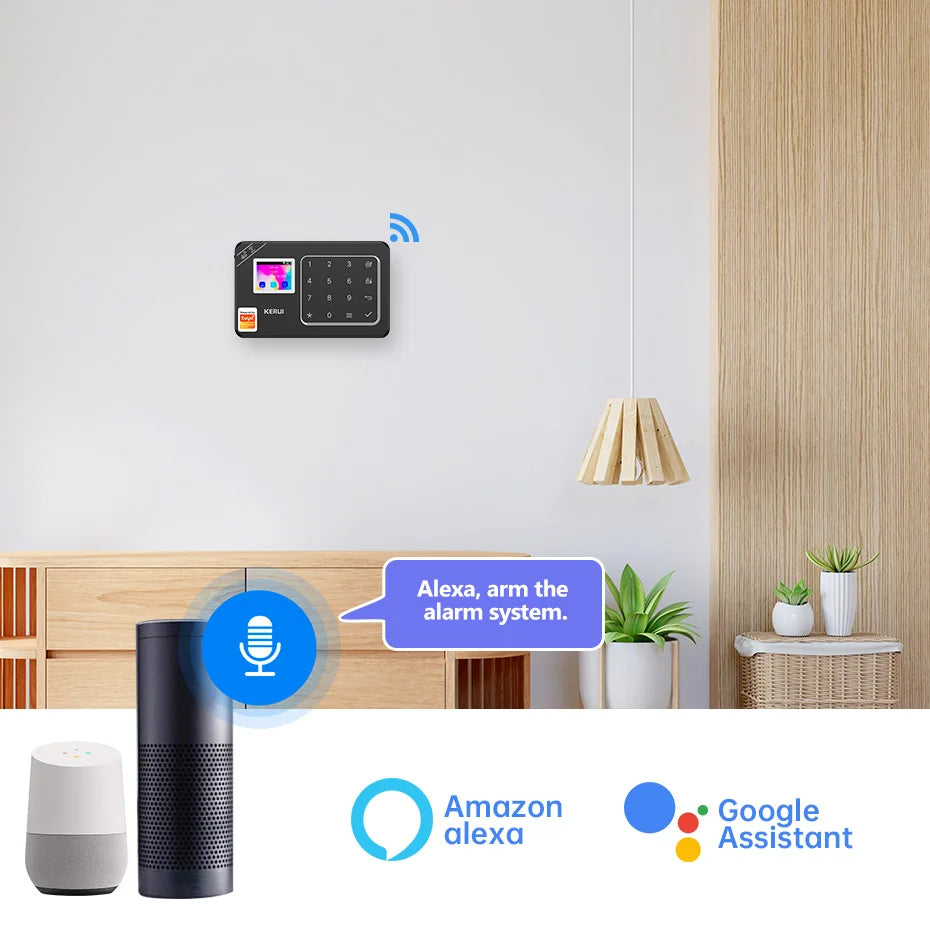 Sistema di Allarme Domestico KERUI WIFI 4G GSM Compatibile con App Tuya Smart Life, Alexa e Google, Sicurezza Wireless per Casa 433MHz