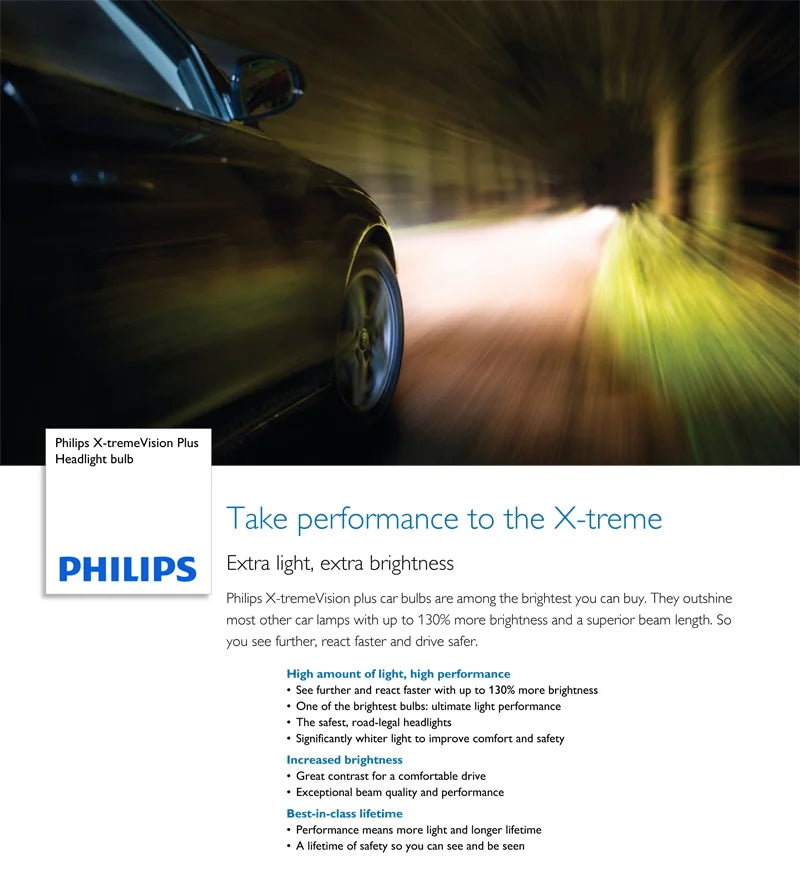 Philips H4 12V 60/55W X-tremeVisio Plus 3700K Luce Brillante Fino al 130% Più Luminosa Faro Alogeno Originale per Auto 12342XV+