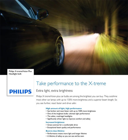 Philips H4 12V 60/55W X-tremeVisio Plus 3700K Luce Brillante Fino al 130% Più Luminosa Faro Alogeno Originale per Auto 12342XV+