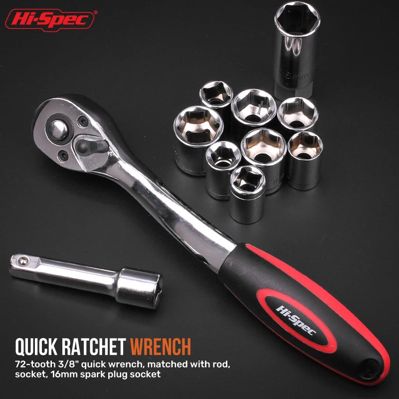 Kit di attrezzi per la riparazione auto di alta qualità, set di chiavi a bussola 1/2, 3/8, 1/4, set di utensili manuali per uso quotidiano, set di chiavi a bussola per riparazioni e manutenzione domestica, set di chiavi a cr