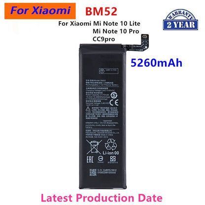 100% batteria originale BM52 5260mAh per Xiaomi Mi Note 10 Lite / Mi Note 10 Pro / CC9pro CC9 Pro batterie per telefoni + strumenti