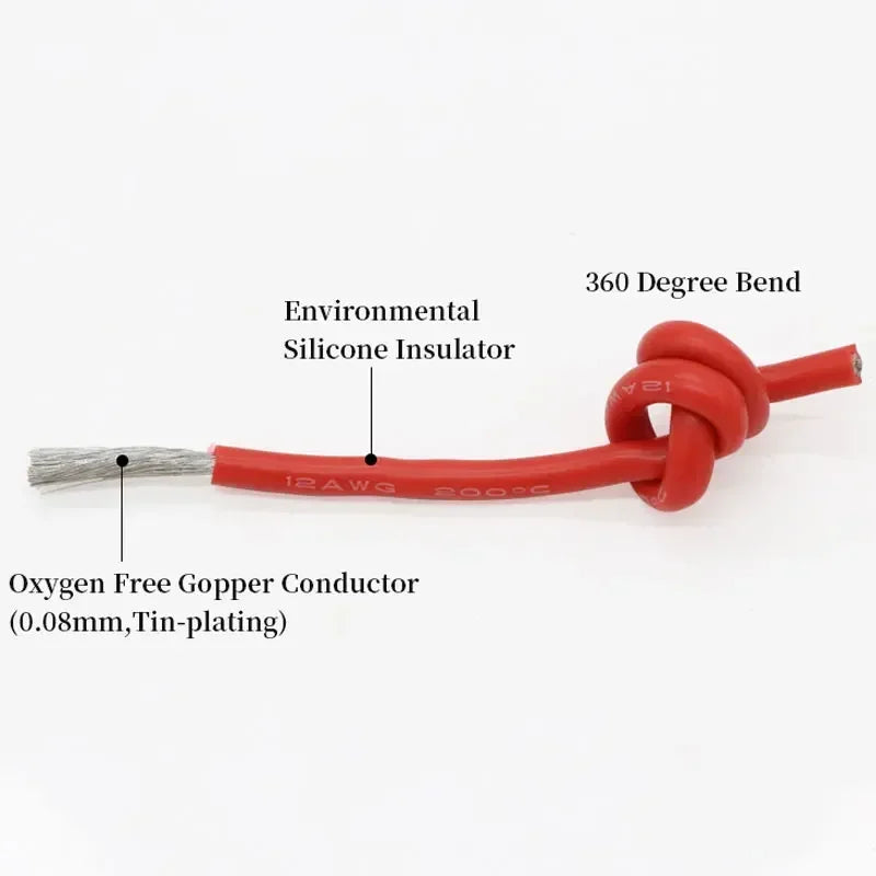 Cavo in silicone morbido da 1/5/10 m 26 24 22 20 18 16 14 12 10 8 6 4 2AWG Batteria per auto Cablaggio automobilistico Cavi elettrici resistenti al calore