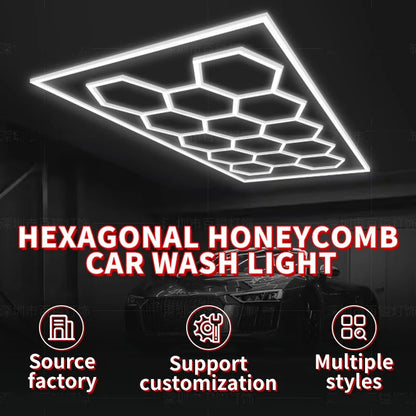 14 griglie con telaio luci da garage esagonali 6500K 672W a nido d'ape led per officina barbiere palestra soffitto negozio seminterrato