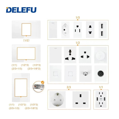 DELEFU Modulo Presa Combinabile Tipo-C Brasile - Uso Domestico - Nero - Assemblaggio Fai-da-te - Presa con Interruttore per Ricarica Rapida USB Tipo-C