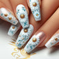 24 pezzi Stampa sulle unghie Design floreale Balletto di media lunghezza Unghie finte Moda Marrone Copertura completa Suggerimenti per manicure Set di unghie finte danneggiabili