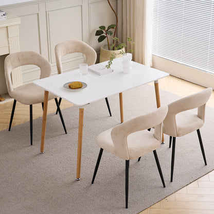 EGOONM Set di 4 Sedie da Pranzo Moderne con Schienale Cavo, Sedie Laterali Imbottite in Tessuto, Gambe in Metallo Nero, Sedie d'Accento per Cucina e Caffè